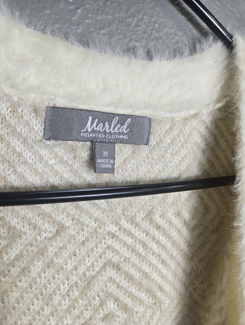 Marled Cream Open Front Fuzzy Soft Long Cardigan Size Medium - Picture 3 of 14